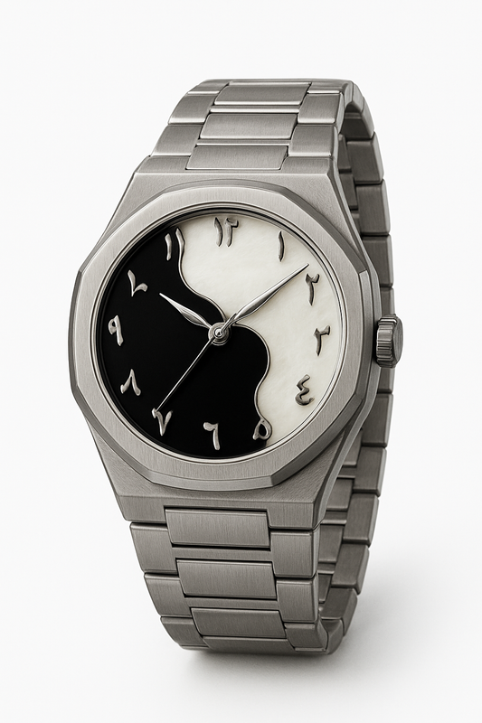 Black Arabic Aura Stainless Steel Watch