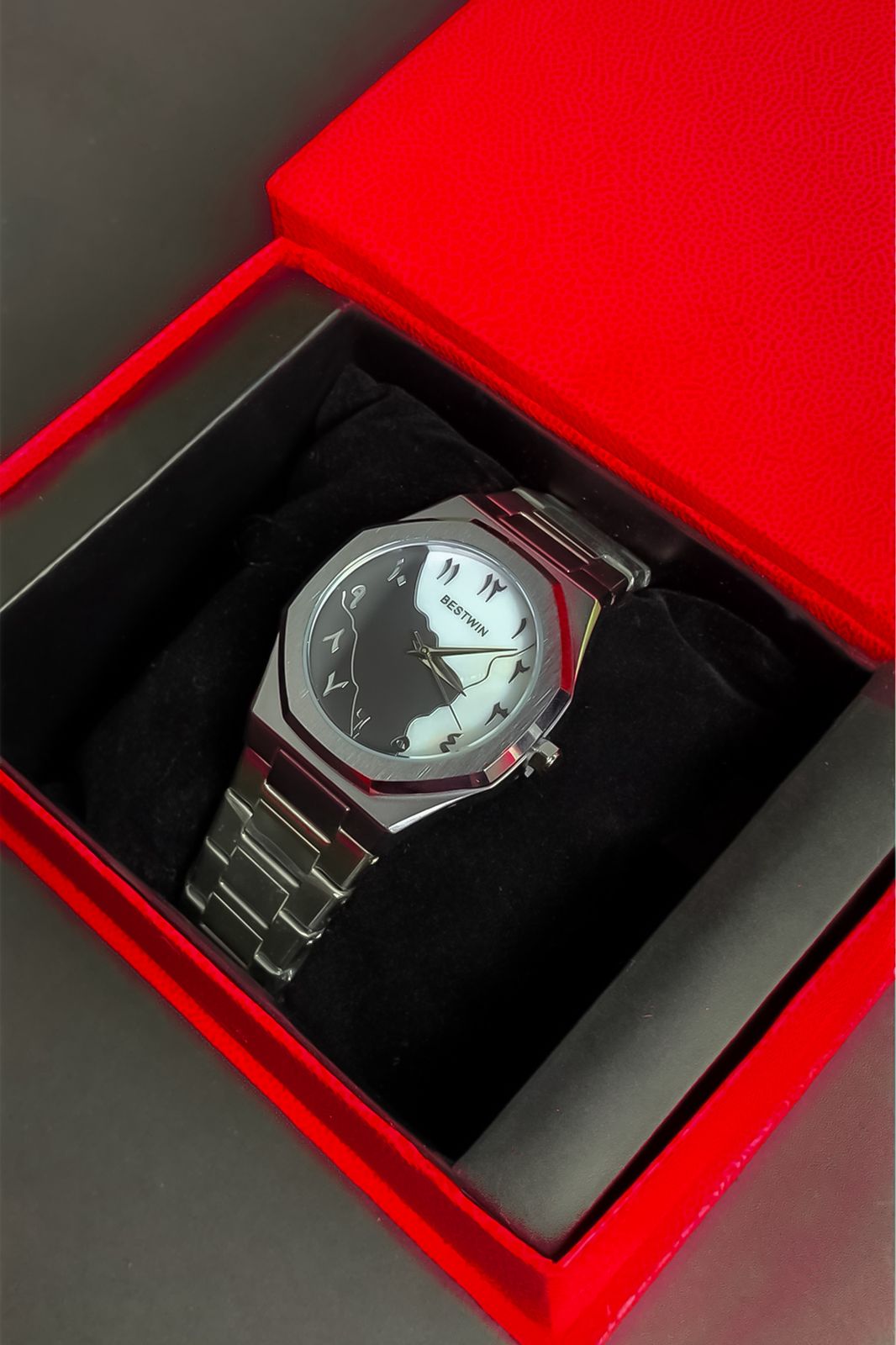 Black Arabic Aura Stainless Steel Watch