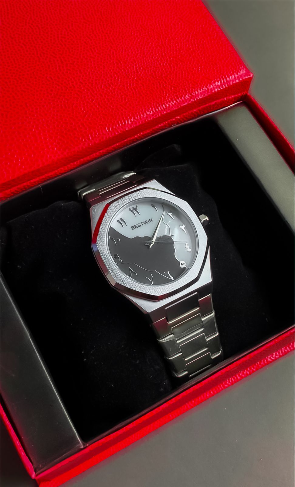 Black Arabic Aura Stainless Steel Watch