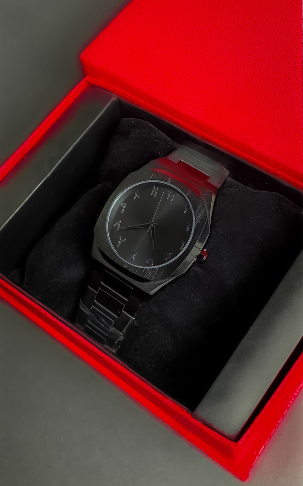 Black Arabic Aura Stainless Steel Watch