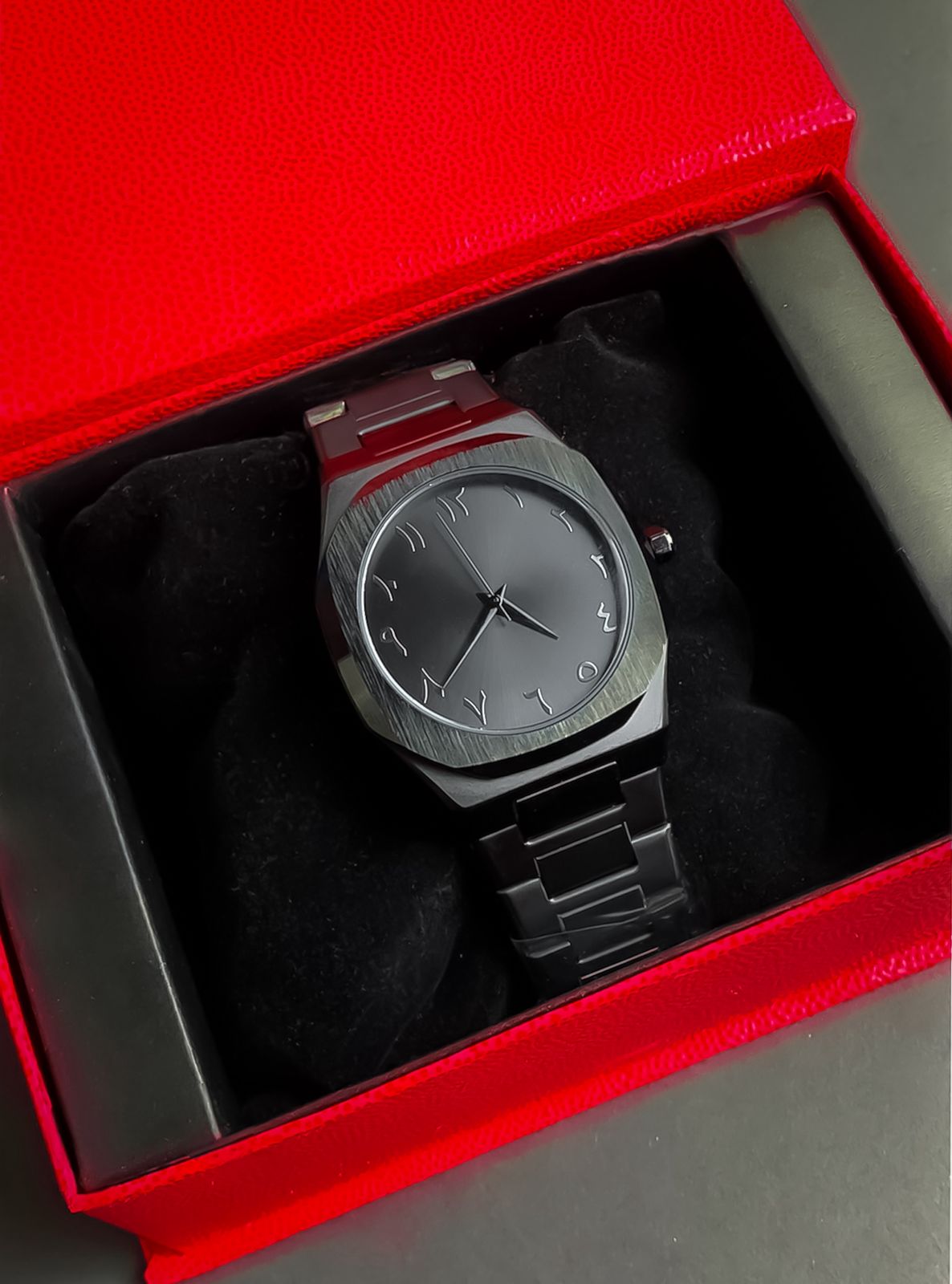 Black Arabic Aura Stainless Steel Watch