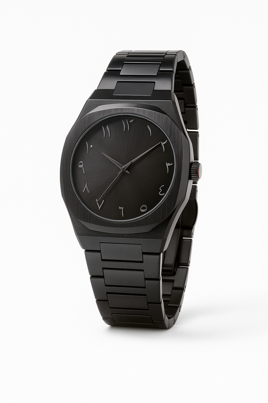 Black Arabic Aura Stainless Steel Watch